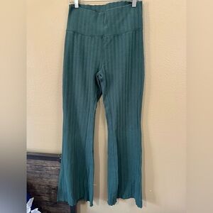 Aerie Green Ribbed Flare Leggings
